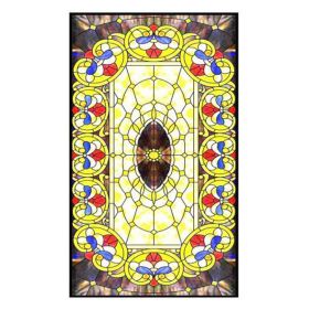 Yellow European Style Decorative Privacy Window Film Stained Static Window Decal No Glue Church Window Films,15x47 inch