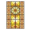 Yellow Privacy Static Window Film European Style Stained Glass Window Film Church No Glue Frosted Window Film,15x47 inch