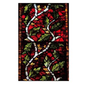 Dark Leaf Stained Glass Window Film Church Frosted Window Film Translucent No Glue Static Decal,15x47 inch