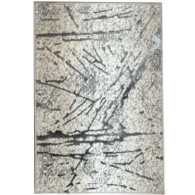 Shifra Luxury Area Rug in Gray with Silver Abstract Design