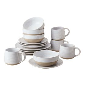 Better Homes & Gardens- Abott White Round Stoneware 16-Piece Dinnerware Set