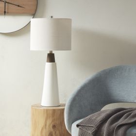 Triangular Ceramic and Wood Table Lamp