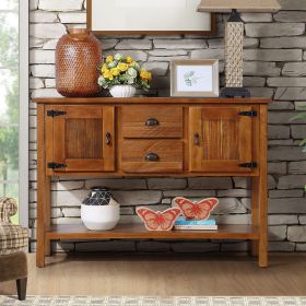 48'' Solid Wood Sideboard Console Table with 2 Drawers and Cabinets and Bottom Shelf