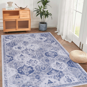 3x5 Area Rugs, Blue Area Rug, Washable Rug, Low-Pile, Non-Slip, Non-Shedding, Foldable, Kid & Pet Friendly - Area Rugs for living room, bedroom