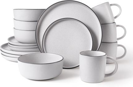 Dinnerware Sets Service for 4, Plates Bowls and Mark Cups Sets,Chip and Scratch Resistant Stoneware Dinner Set 16pcs(Starry