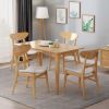 Dining Chairs |-f-| Light Beige Natural Oak Home Furniture Frederica Mid-Century Modern Dining Chairs (Set of 4) Interior Chair