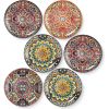 8" Colorful Salad Plates Set of 6, Ceramic Dinner Plates for Pasta, Pancakes, Steak, Porcelain Porcelain Serving Dishes