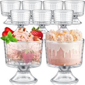 Set of 9 Footed Glass Ice Cream Bowl 10 OZ Glass Dessert Cups Clear Trifle Party Bowl Parfait Cup for Fruit, Ice Cream, Salad