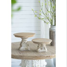 D9.5" x 5.5" Cake Stand, Wood Cake Plate with Magnesium Base