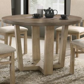 Brutus 47" Vintage Walnut 47" Wide Contemporary Round Dining Table with Wheat Colored Base