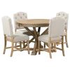 TREXM Functional Furniture Retro Style Dining Table Set with Extendable Table and 4 Upholstered Chairs for Dining Room and Living Room(Natural Wood Wa