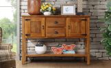 48'' Solid Wood Sideboard Console Table with 2 Drawers and Cabinets and Bottom Shelf