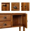 48'' Solid Wood Sideboard Console Table with 2 Drawers and Cabinets and Bottom Shelf