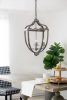 4 - Light Metal Chandelier, Hanging Light Fixture with Adjustable Chain for Kitchen Dining Room Foyer Entryway, Bulb Not Included