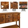 48'' Solid Wood Sideboard Console Table with 2 Drawers and Cabinets and Bottom Shelf