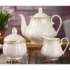 Porcelain Tea set with 7oz 6 Tea Cups and 6 Saucers,1 Teapot Sugar Bowl,1 Cream Pitcher, White Teaware Sets