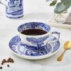 Portmeirion Home and Gifts Blue Italian Teacup and Saucer | 20-ounce Capacity | Jumbo Tea Set Coffee Mug Cup for Tea, Lattes