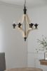 6 - Light Wood Chandelier, Hanging Light Fixture with Adjustable Chain for Kitchen Dining Room Foyer Entryway, Bulb Not Included