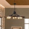 8-Light Retro Farmhouse Chandelier For Kitchen, Living room, Dining room Red and Walnut(No Bulbs)