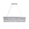 Modern Crystal Chandelier for Dining Room 8-Light White Rectangle Raindrop Chandelier Contemporary Rectangular Pendant Light Fixture for Kitchen Islan