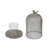 Set of 2 Ophira Sparrow Antique Gray Mesh Candle Holders, L: D8.5x13" S: D7x10"