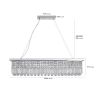 Modern Crystal Chandelier for Dining Room 8-Light White Rectangle Raindrop Chandelier Contemporary Rectangular Pendant Light Fixture for Kitchen Islan