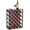 32 Bottle Wine Rack with Black Glass Top Shelf, Free Standing for Home, Kitchen and Bar