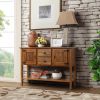 48'' Solid Wood Sideboard Console Table with 2 Drawers and Cabinets and Bottom Shelf