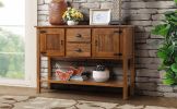 48'' Solid Wood Sideboard Console Table with 2 Drawers and Cabinets and Bottom Shelf