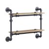 ACME Brantley Wall Rack w/2 Shelves in Oak & Sandy Black Finish AC00735