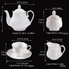 Porcelain Tea set with 7oz 6 Tea Cups and 6 Saucers,1 Teapot Sugar Bowl,1 Cream Pitcher, White Teaware Sets