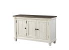 Antique White Finish 1pc Server with Rosy Brown Top 2 Storage Cabinets Adjustable Shelves Wooden Dining Kitchen Furniture