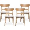 Dining Chairs |-f-| Light Beige Natural Oak Home Furniture Frederica Mid-Century Modern Dining Chairs (Set of 4) Interior Chair