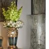 15.75" Tall "Sedona" Marbleized Footed Decorative Vase, Green with Gold Accents