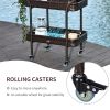 Outsunny Rattan Wicker Serving Cart with 2-Tier Open Shelf, Outdoor Wheeled Bar Cart with Brakes for Poolside, Garden, Patio