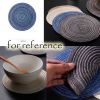 4 Pcs Tea Time Round Braided Table Mats Dining Kitchen Linen Table Mats Indoor Outdoor Ramie Placemats 7 inch, Grey