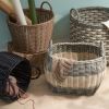 Zita Oval Resin Woven Wicker Multi-Use Storage Basket with Handles - 18" x 15" x 15" - White-Gray - For Towel, Toys