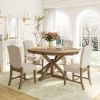 TREXM Functional Furniture Retro Style Dining Table Set with Extendable Table and 4 Upholstered Chairs for Dining Room and Living Room(Natural Wood Wa