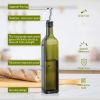 [2 PACK] 17 oz Glass Olive Oil Dispenser Bottle Set - 500ml Dark Green Oil & Vinegar Cruet Bottle with Pourers