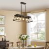 5-Light Farmhouse Chandeliers for Dining Room, Metal Rustic Pendant Island Light Fixture, Modern Rectangular Island Lights for Kitchen