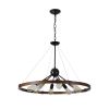 8-Light Retro Farmhouse Chandelier For Kitchen, Living room, Dining room Red and Walnut(No Bulbs)