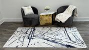 Shifra Luxury Area Rug in Gray with Silver Abstract Design