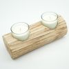 8.66'' L Brown Dual-Compartment Wooden Candle Holder