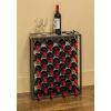 32 Bottle Wine Rack with Black Glass Top Shelf, Free Standing for Home, Kitchen and Bar