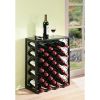 32 Bottle Wine Rack with Black Glass Top Shelf, Free Standing for Home, Kitchen and Bar