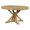 TREXM Functional Furniture Retro Style Dining Table Set with Extendable Table and 4 Upholstered Chairs for Dining Room and Living Room(Natural Wood Wa