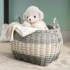 Zita Oval Resin Woven Wicker Multi-Use Storage Basket with Handles - 18" x 15" x 15" - White-Gray - For Towel, Toys