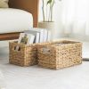 Wicker Basket, Baskets for Organizing, Storage Basket with Built-in Handles, Water Hyacinth for Shelves, 2-Pack