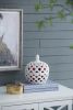 D8x9.5" White Ceramic Lidded Jar with Lattice Design