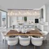 Modern Crystal Chandelier for Dining Room 8-Light White Rectangle Raindrop Chandelier Contemporary Rectangular Pendant Light Fixture for Kitchen Islan